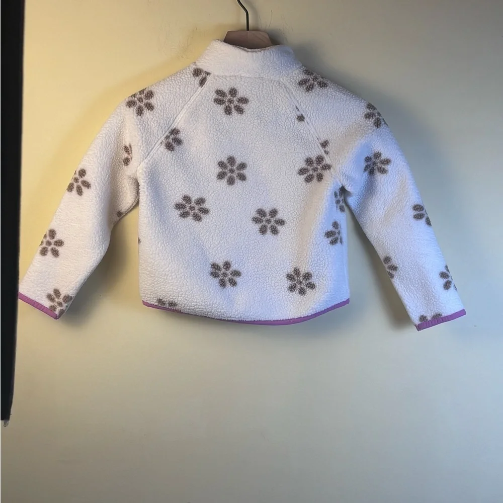 Crewcuts Floral Fleece Sherpa Jacket with Pink Accents Size Small (6-7)